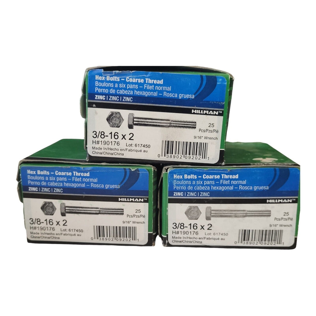 Hillman Hex Bolt - Coarse Thread 3/8-16 x 2 (3 Boxes)