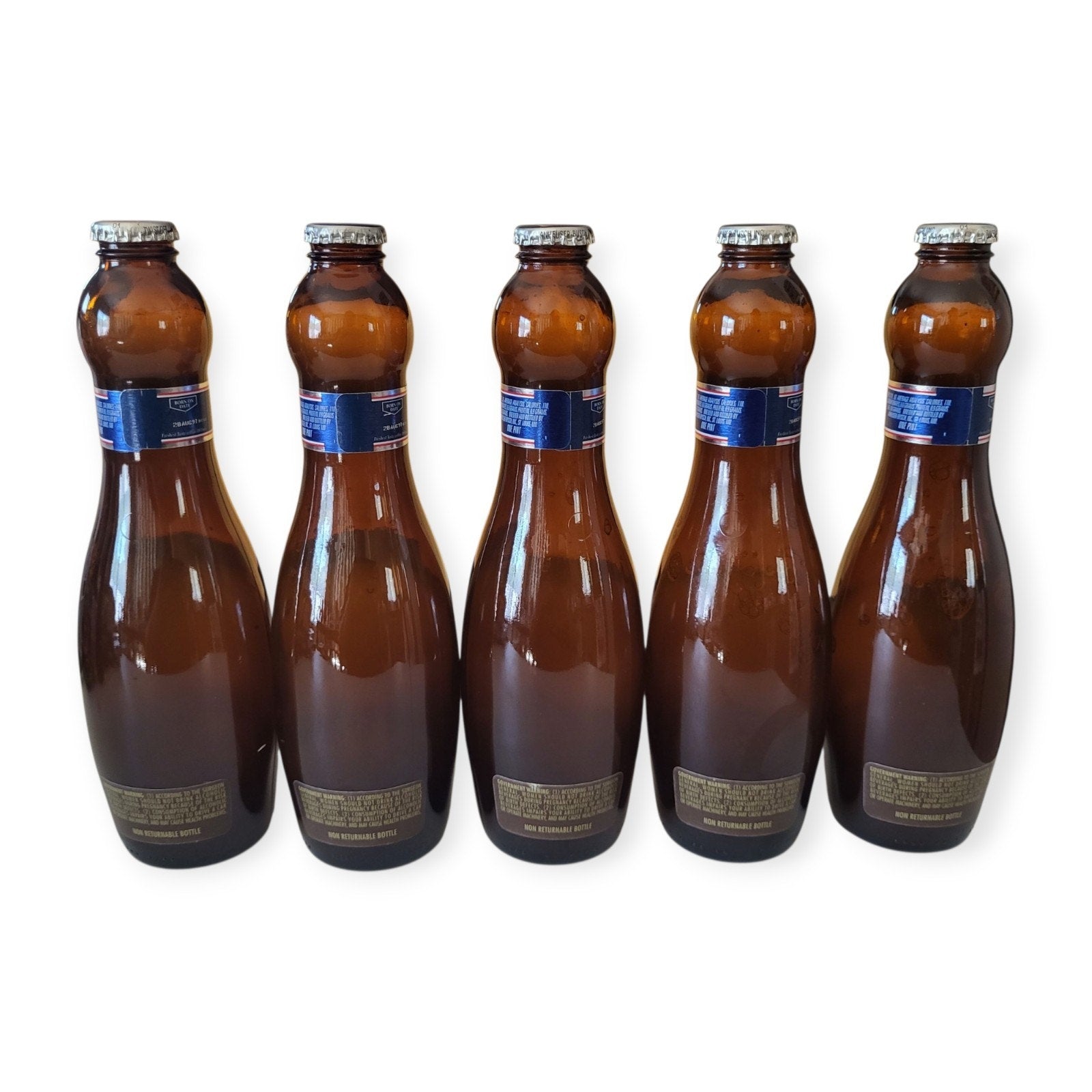 Vintage Complete Bowling Pin Set Budweiser & Bud Light Bottles - Born Aug 2007