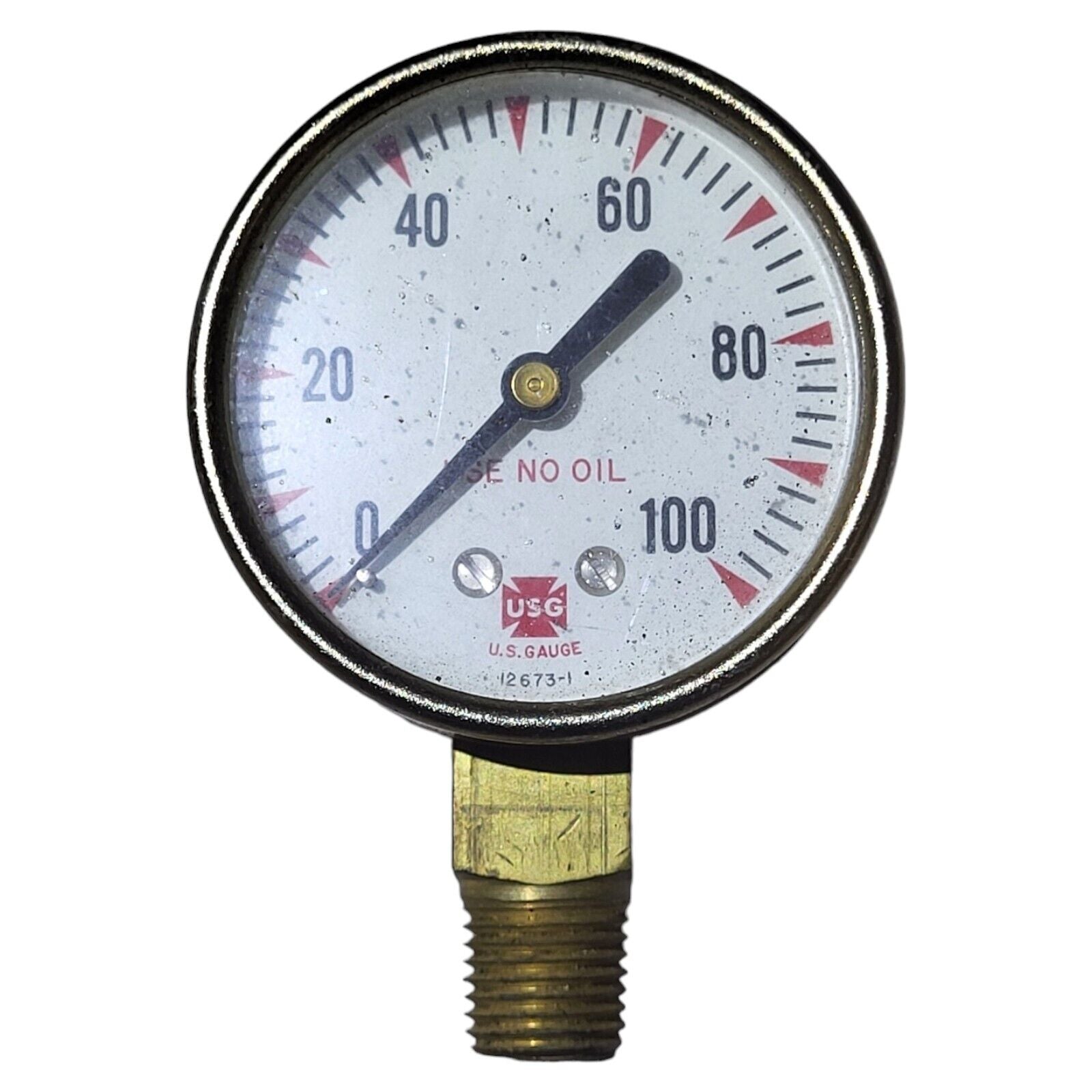 Vintage US Gauge Glass Face Pressure 0-100 Mfg 12673-1