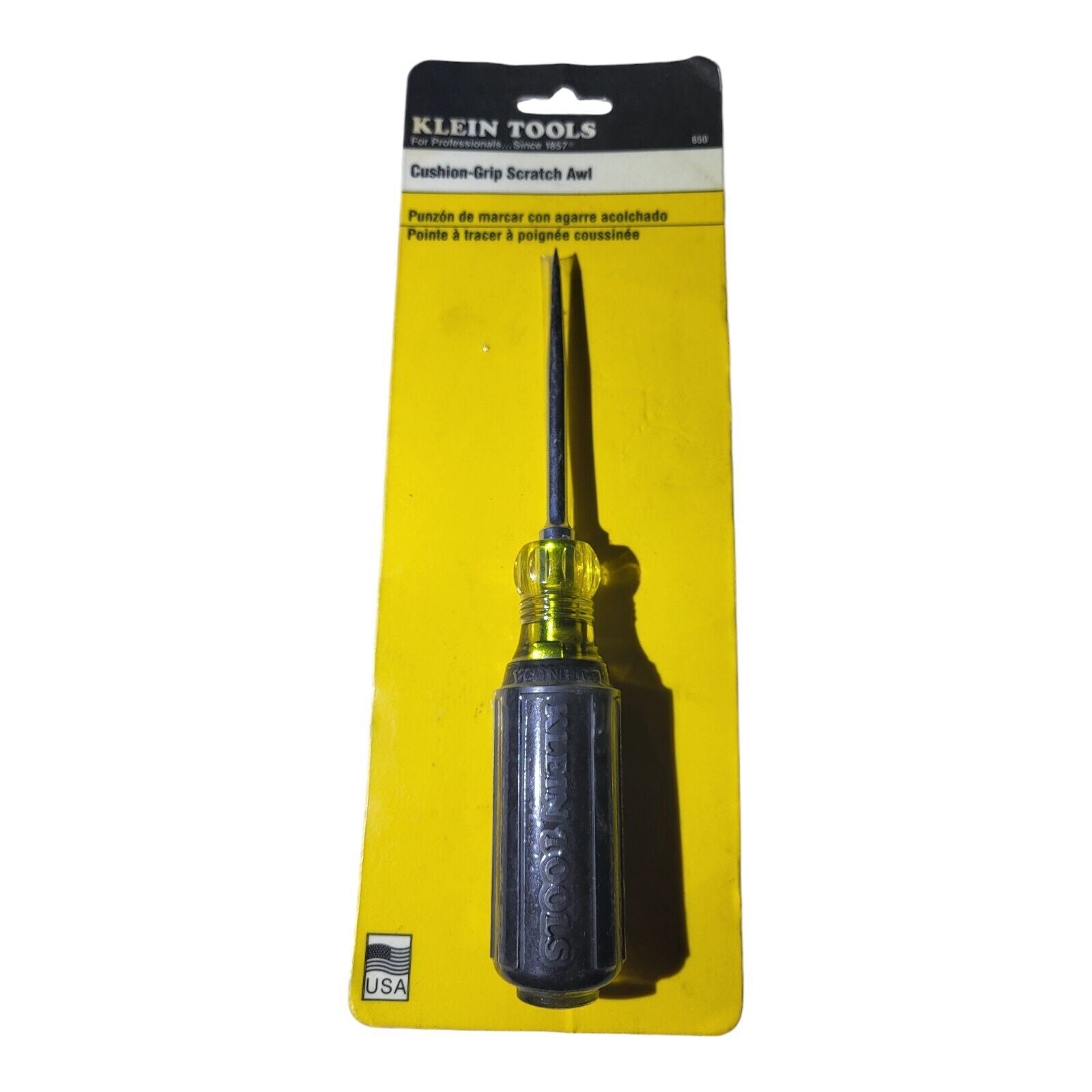 KLEIN TOOLS Scratch Awl 650 - Black Cushion Grip ~Made in the USA - New in Pack