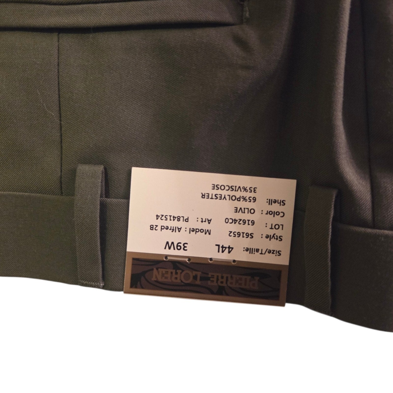 New Pierre Loren Olive Color 2 Piece Suit Blazer & Pant Size 44L/39W