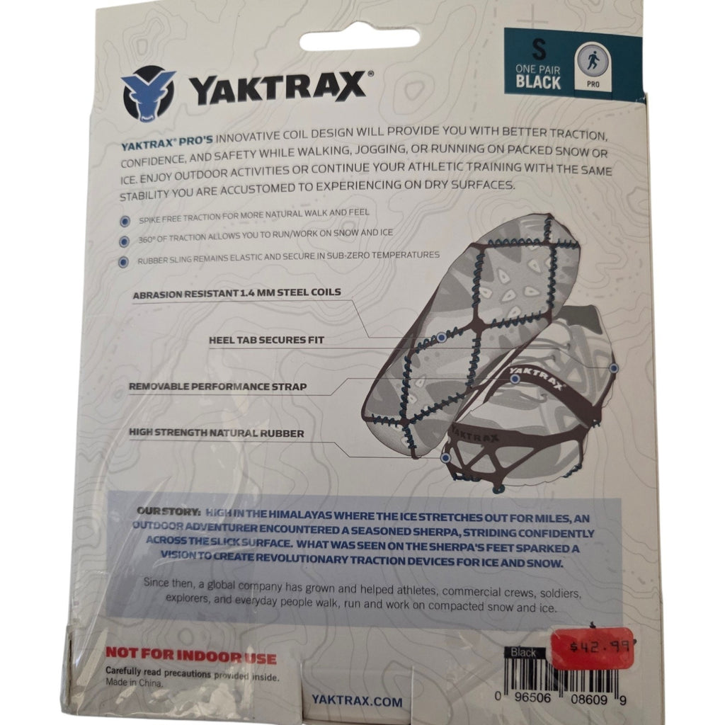Yaktrax Pro Traction Device Black Size Small US Men's 5-8.5 Women's 6.5-10