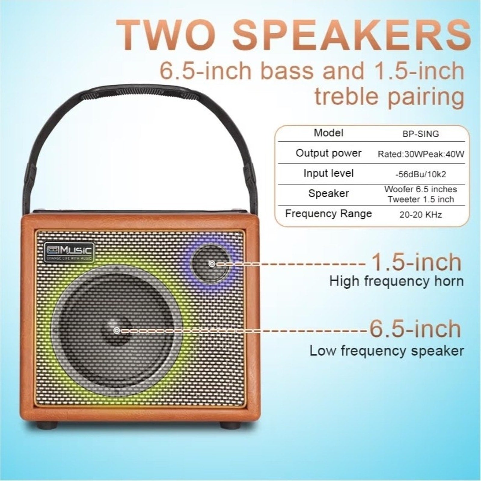 Coolmusic Professional Karaoke Machine with 1 Microphone, Portable Bluetooth ...