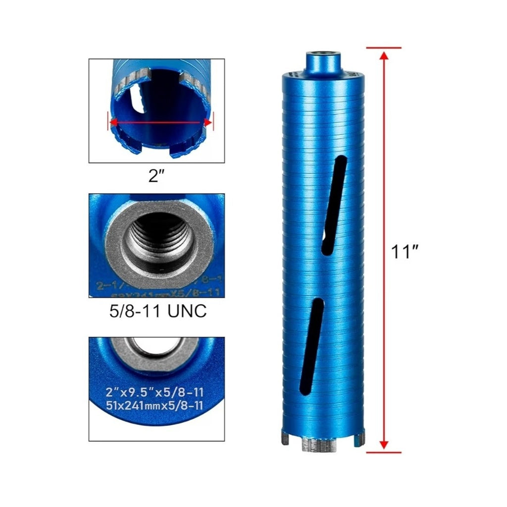 SALI Diamond Core Drill Bits 2" Diameter 10"/254mm Drilling Depth 5/8-11" Thread