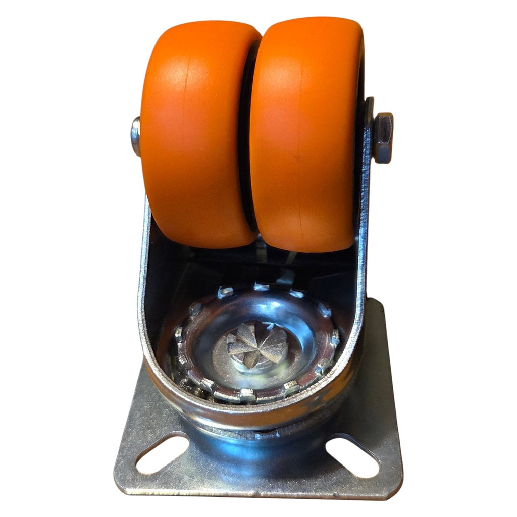 2" Dual Wheel Heavy Duty TPE Swivel Plate Casters with Brakes Set of 4