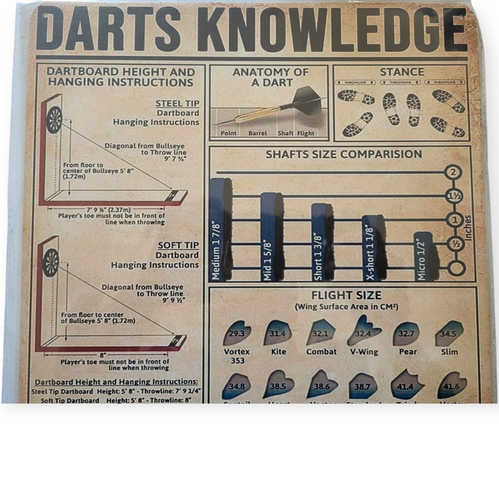 Darts Knowledge 16x12 Metal Wall Entertainment Sports Room Bar Sign