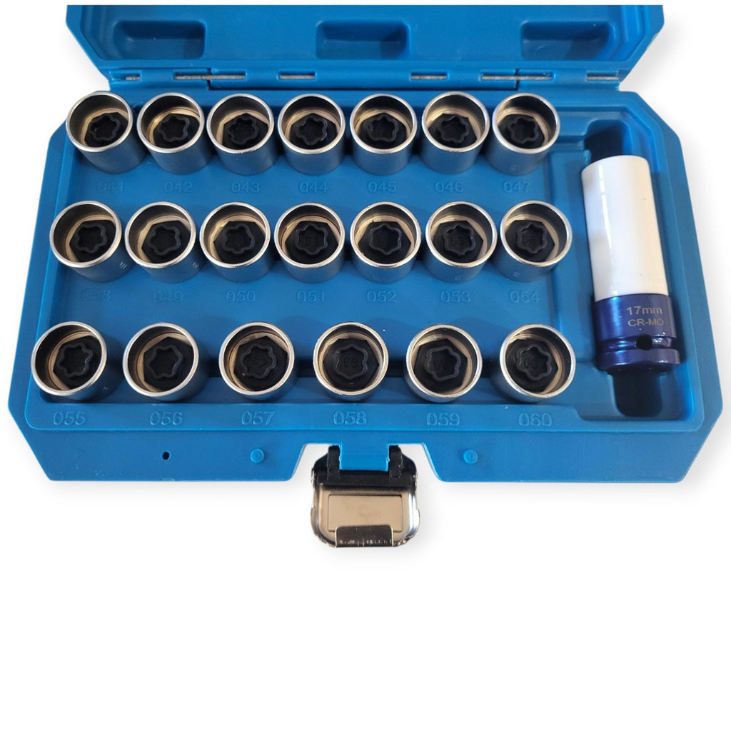 21Pc Master Lock Wheel Nut Stud Key Set BMW Removal Lug Nuts Locking Socket LN