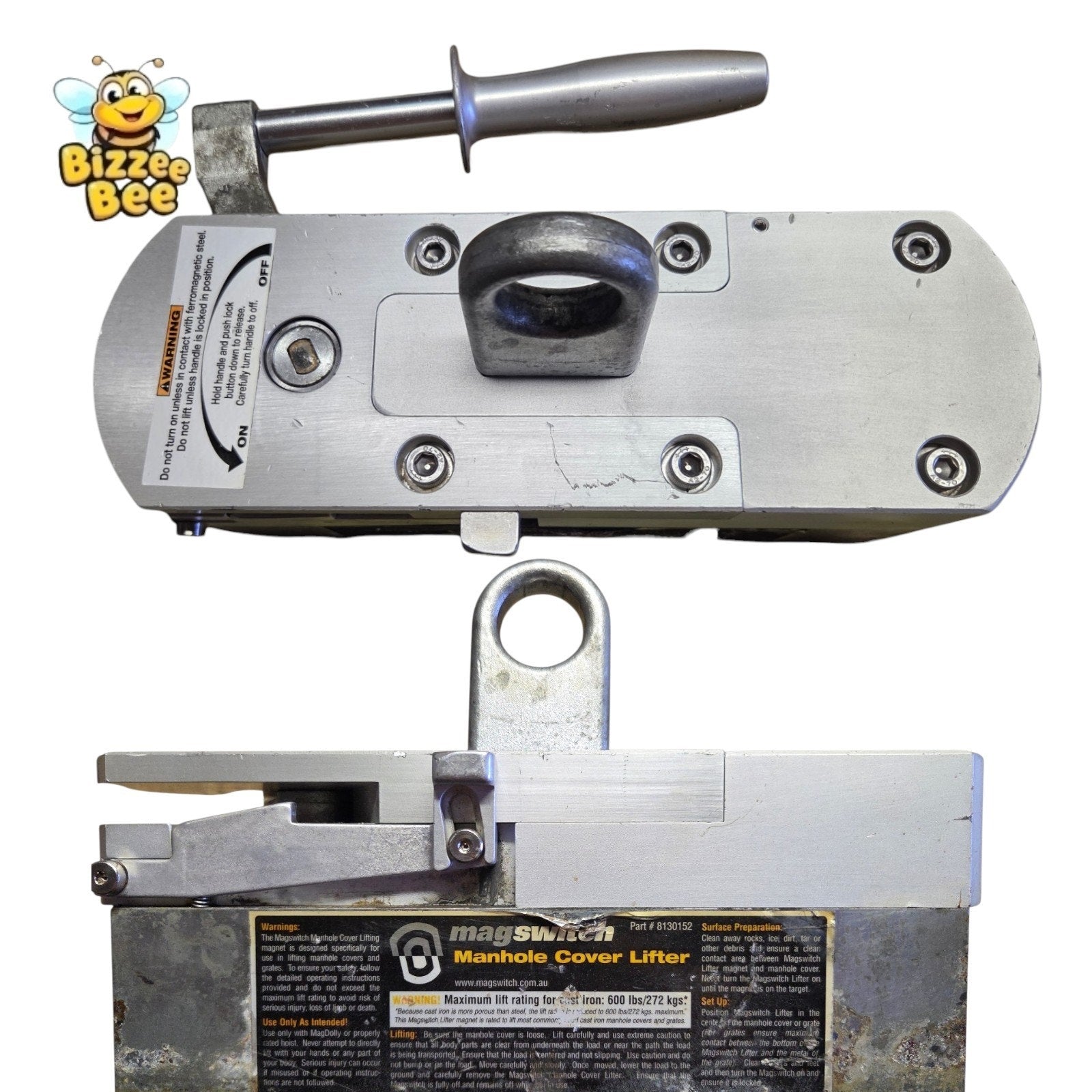 Magswitch ON/OFF Magnetic Lifting Magnet Manhole Cover Lifter 600 Lb Cap. Tested
