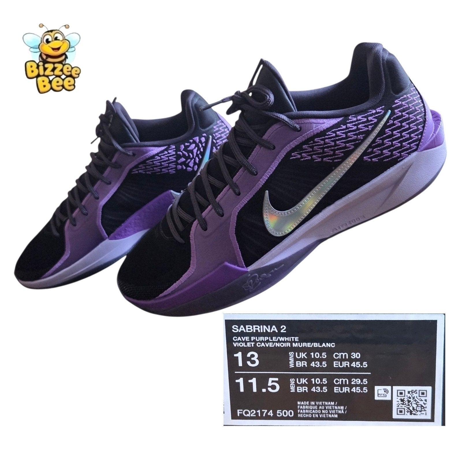 NEW Sabrina 2 Men's Size 11.5 / Women's Size 13 Cave Purple/White FQ2174-500