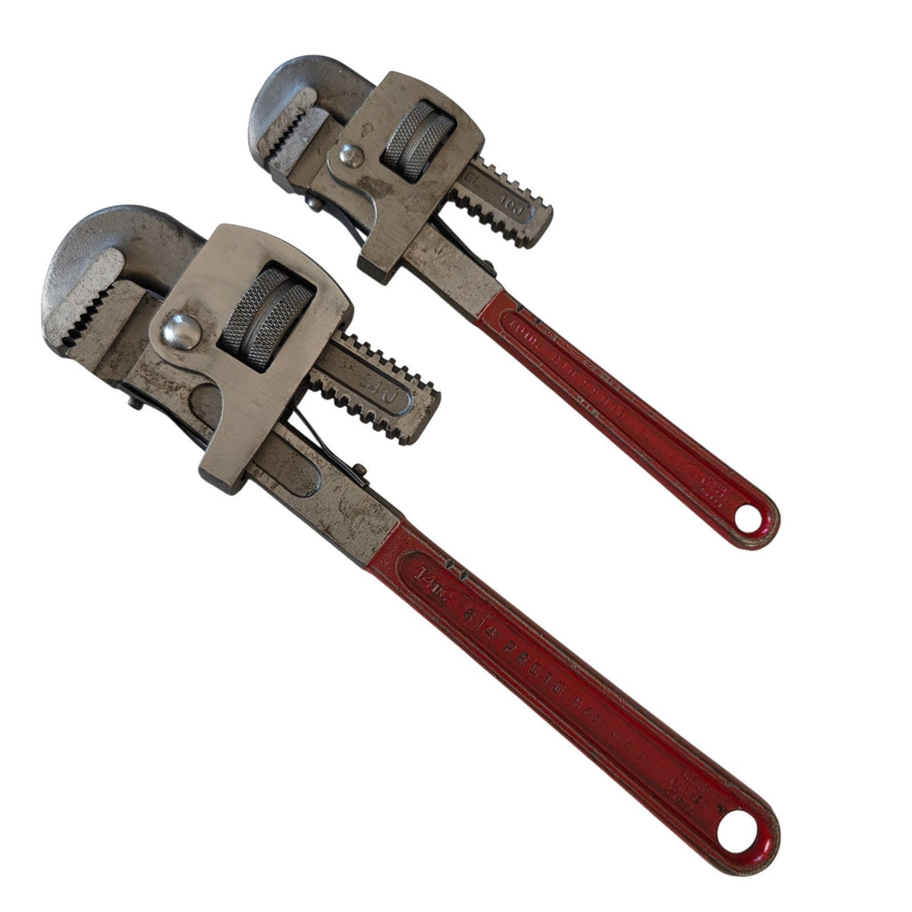 Set of 2 - Vintage 814 Proto 14" & 810 Proto 10" Pipe Wrench Drop Forged Steel