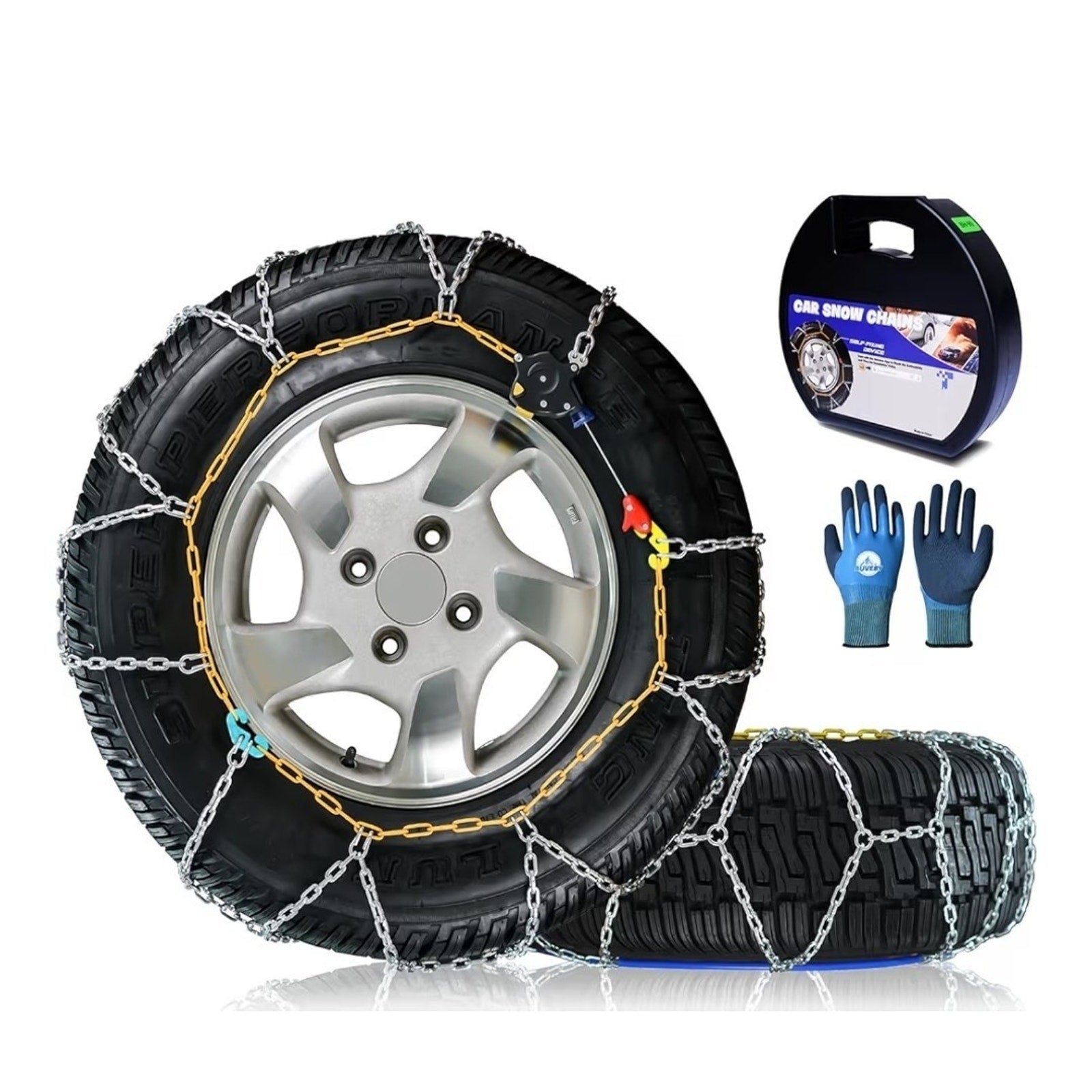 Auto Fixing Snow Tire Chains HKN-150 1-Min Quick Fit SUVs Trucks Cars