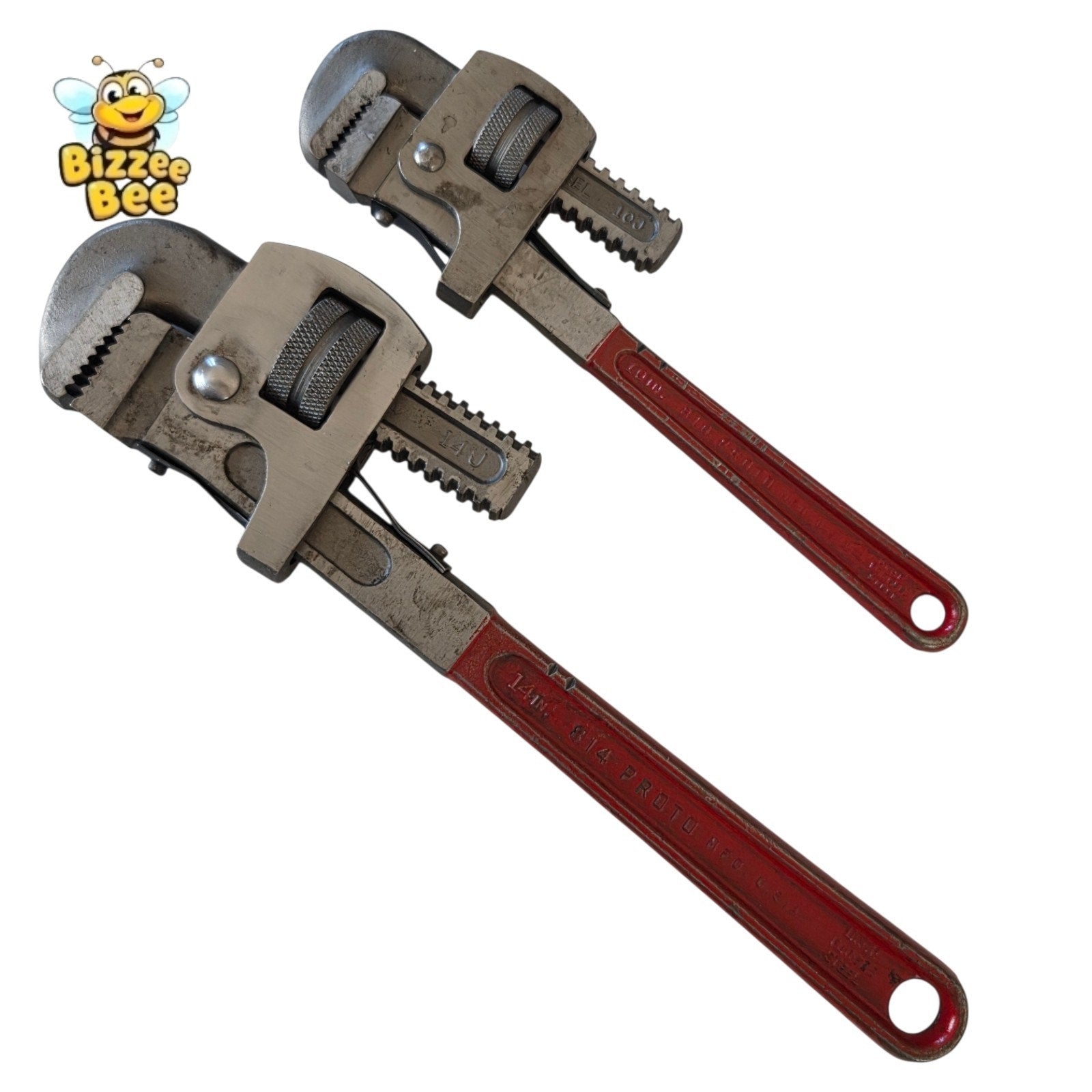 Set of 2 - Vintage 814 Proto 14" & 810 Proto 10" Pipe Wrench Drop Forged Steel