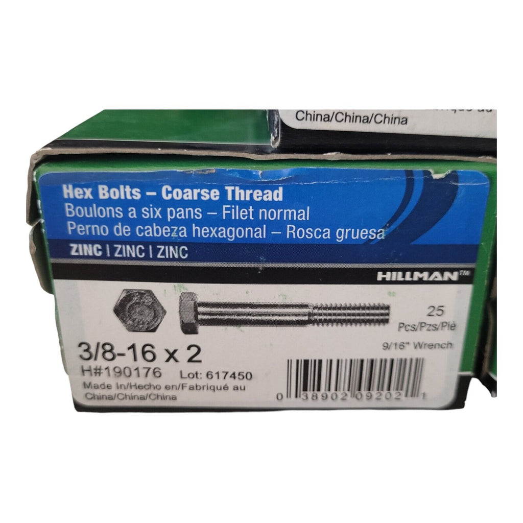 Hillman Hex Bolt - Coarse Thread 3/8-16 x 2 (3 Boxes)