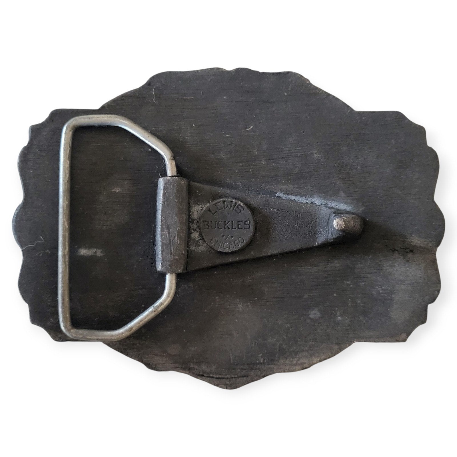 Vintage 57 Bugatti Sports Car Belt Buckle Promo 70's Lewis Buckles Chicago