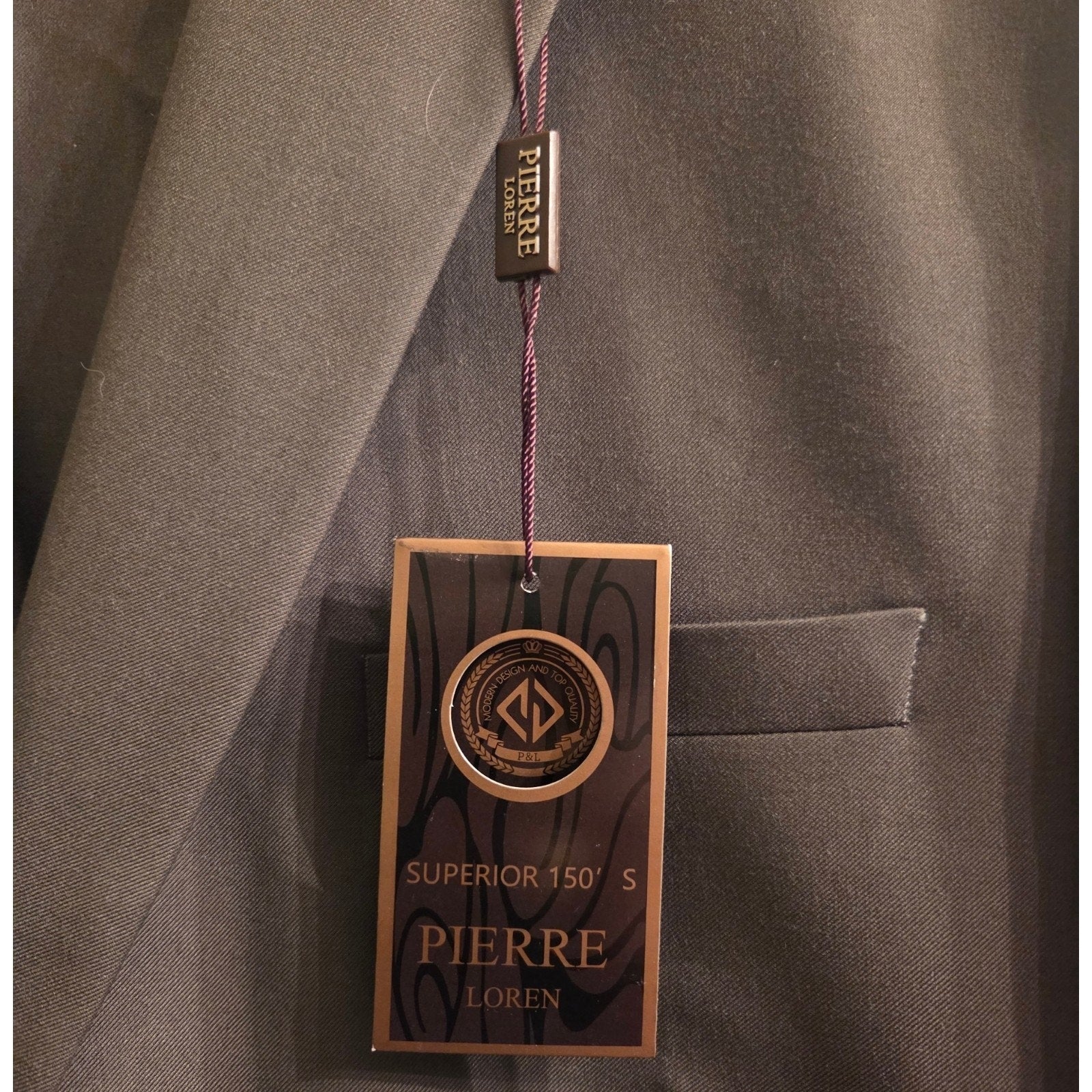 New Pierre Loren Olive Color 2 Piece Suit Blazer & Pant Size 44L/39W