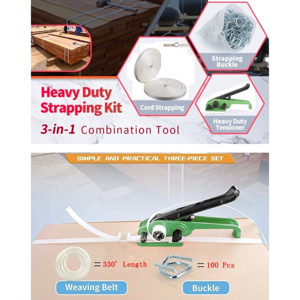 Banding Strapping Kit, Woven Cord Pallet Packaging Tool, Upgraded Strapping Tens