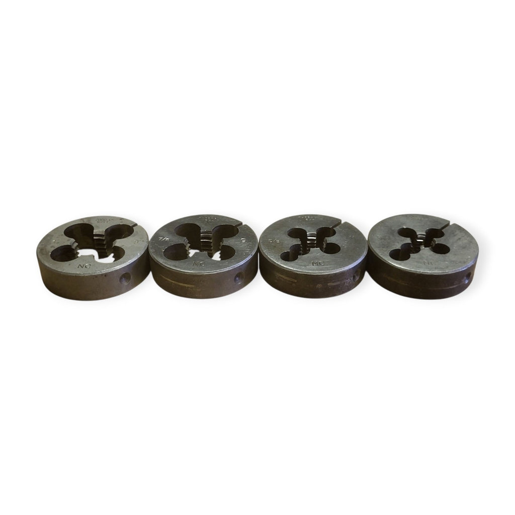 Vintage Set Of 4 NC Round Split Adjustable Thread Cutting Die 2-1/2" Diameter