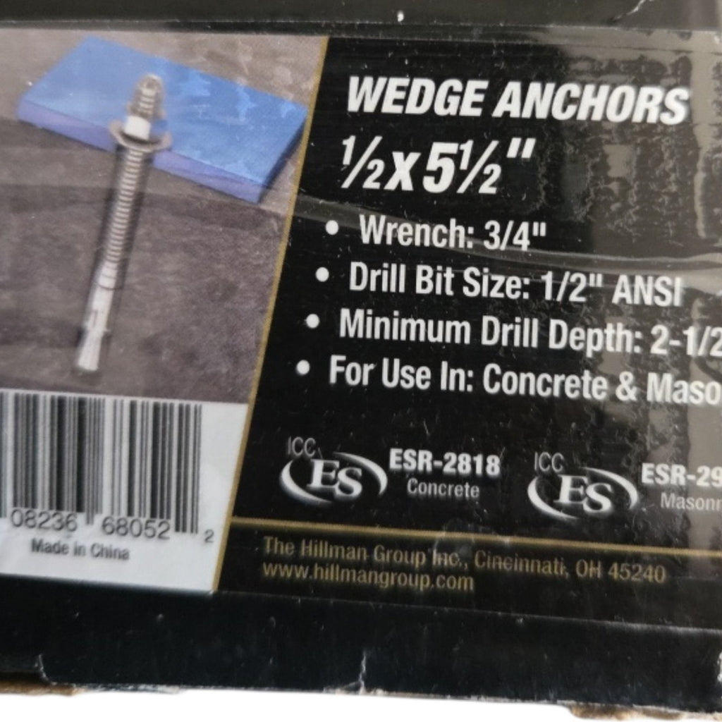 Hillman PowerPro Wedge Anchor SD1 Engineered Performance 1/2"x5" Qty 150 #371942