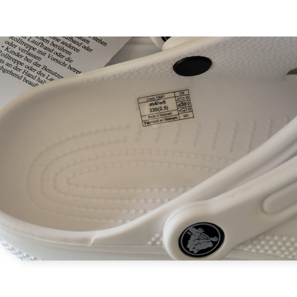 CROCS 10001-2Y2 CLASSIC CLOG WHITE SIZE M4/W6