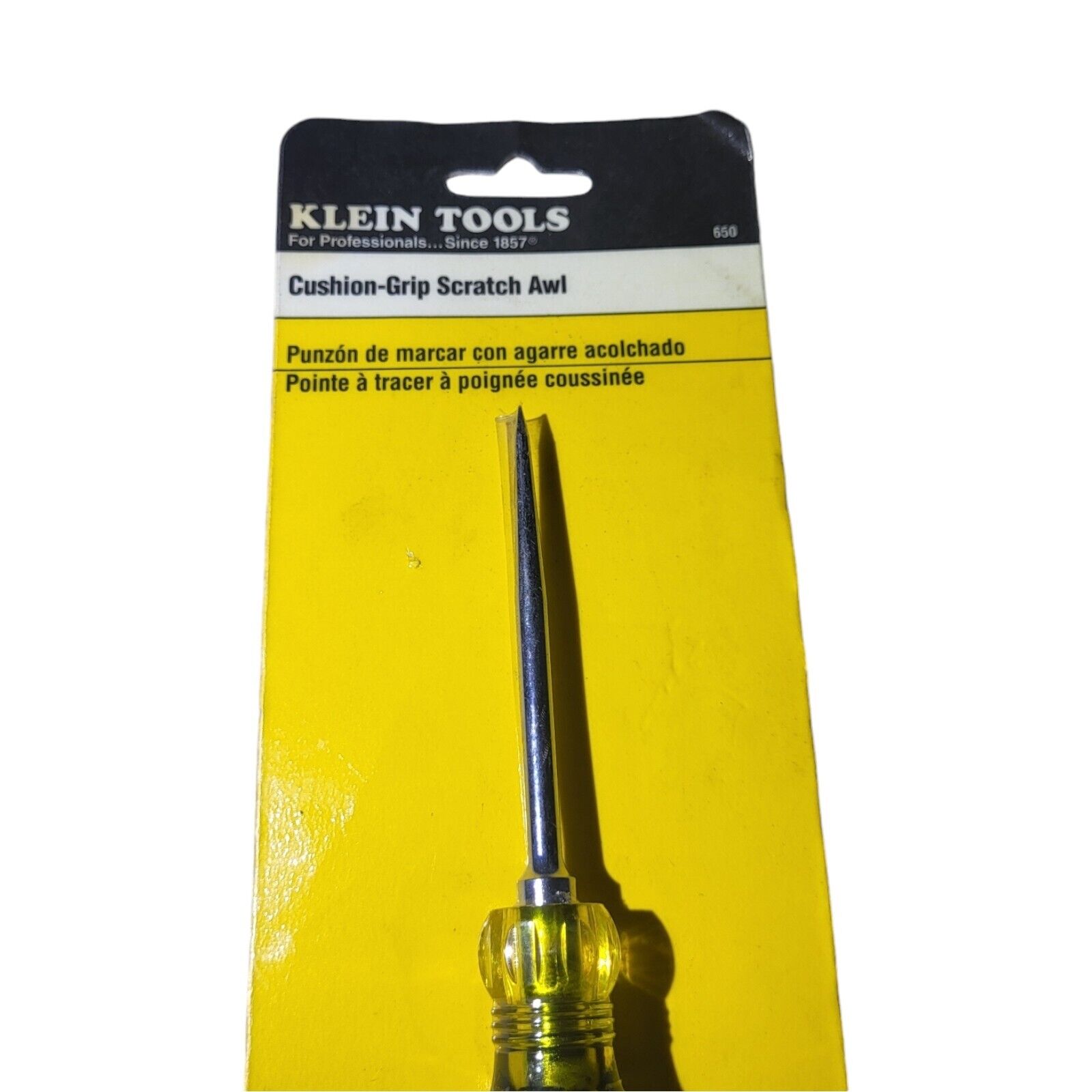 KLEIN TOOLS Scratch Awl 650 - Black Cushion Grip ~Made in the USA - New in Pack