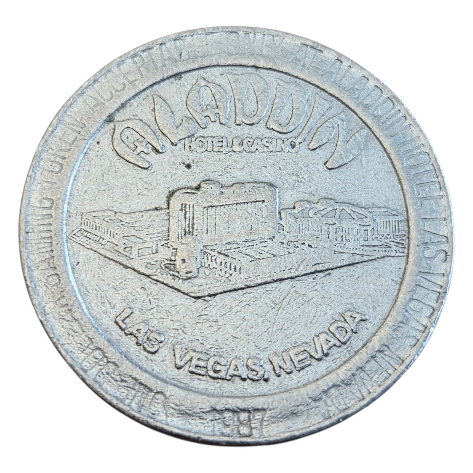 Set of 3 Aladdin Hotel and Casino Coins Las Vegas - Silver Coin - Comm. & Dollar