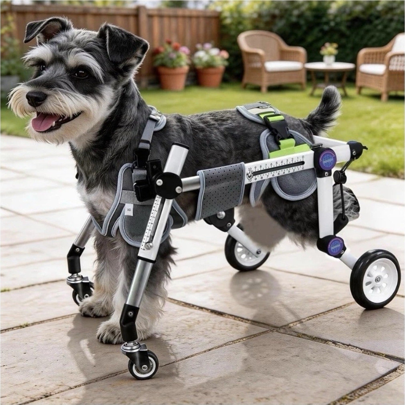 Adjustable 4-Wheel Dog Wheelchair Full Body Support Mobility Cart for Small Dogs