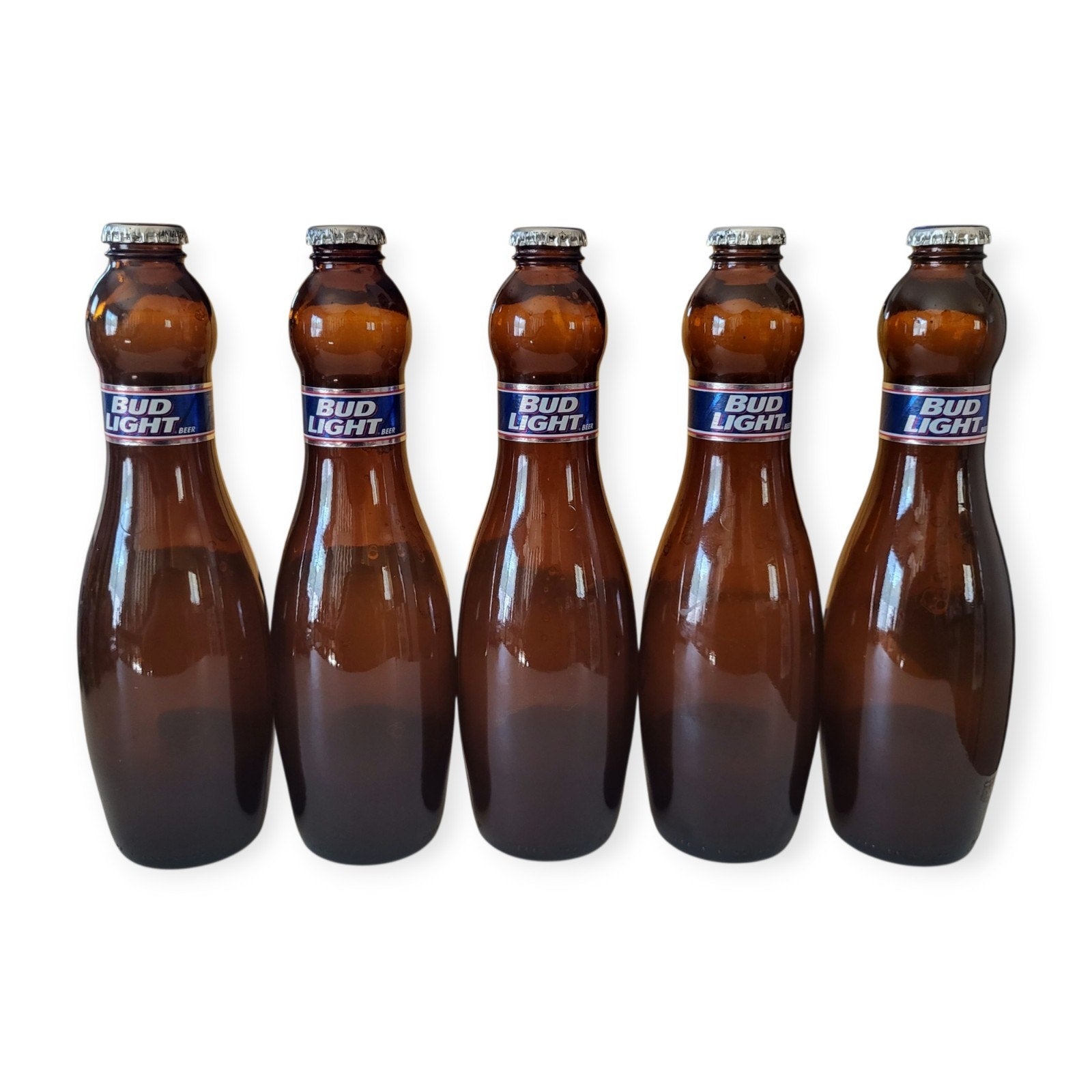 Vintage Complete Bowling Pin Set Budweiser & Bud Light Bottles - Born Aug 2007