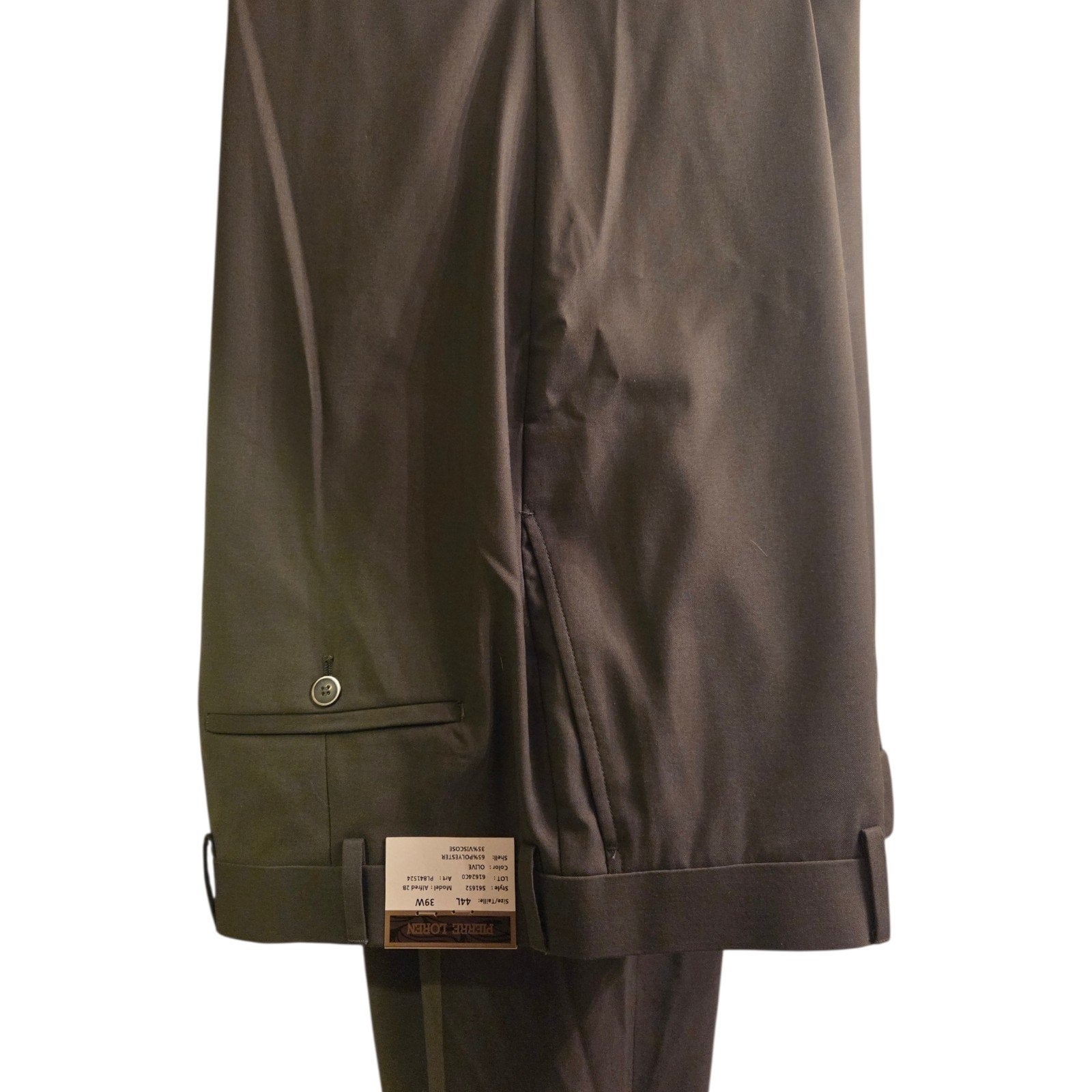 New Pierre Loren Olive Color 2 Piece Suit Blazer & Pant Size 44L/39W