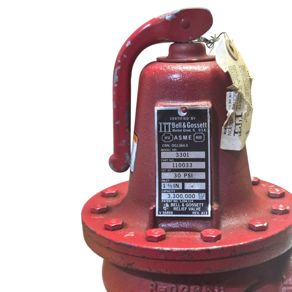 Bell & Gossett 3301 safety relief valve for boilers 1-1/2" inlet 2" *Untested*