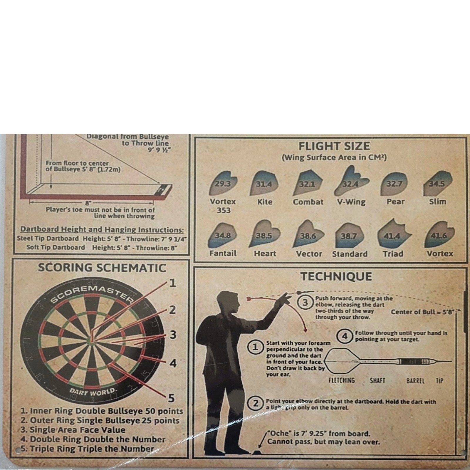 Darts Knowledge 16x12 Metal Wall Entertainment Sports Room Bar Sign