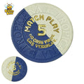 Demolished Tropicana Casino Las Vegas NV $5 Match Play NCV Navy&White Chip 1990