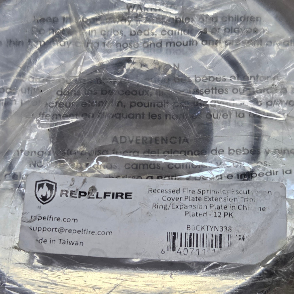 12 - RepelFire Extension Trim Ring Recessed Fire Sprinkler Escutcheons - Chrome