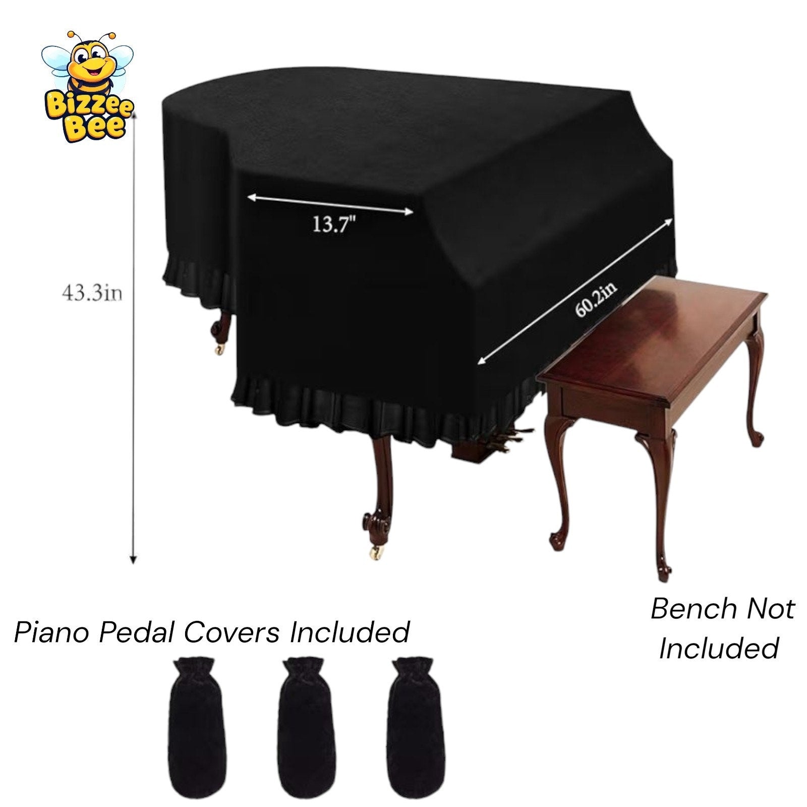 Dust Cover for Grand Piano Keyboard with Foot Pedal Covers and Carry Bag