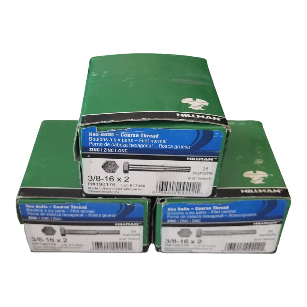 Hillman Hex Bolt - Coarse Thread 3/8-16 x 2 (3 Boxes)