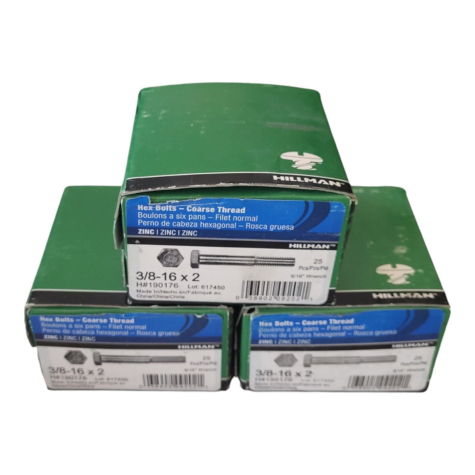 Hillman Hex Bolt - Coarse Thread 3/8-16 x 2 (3 Boxes)