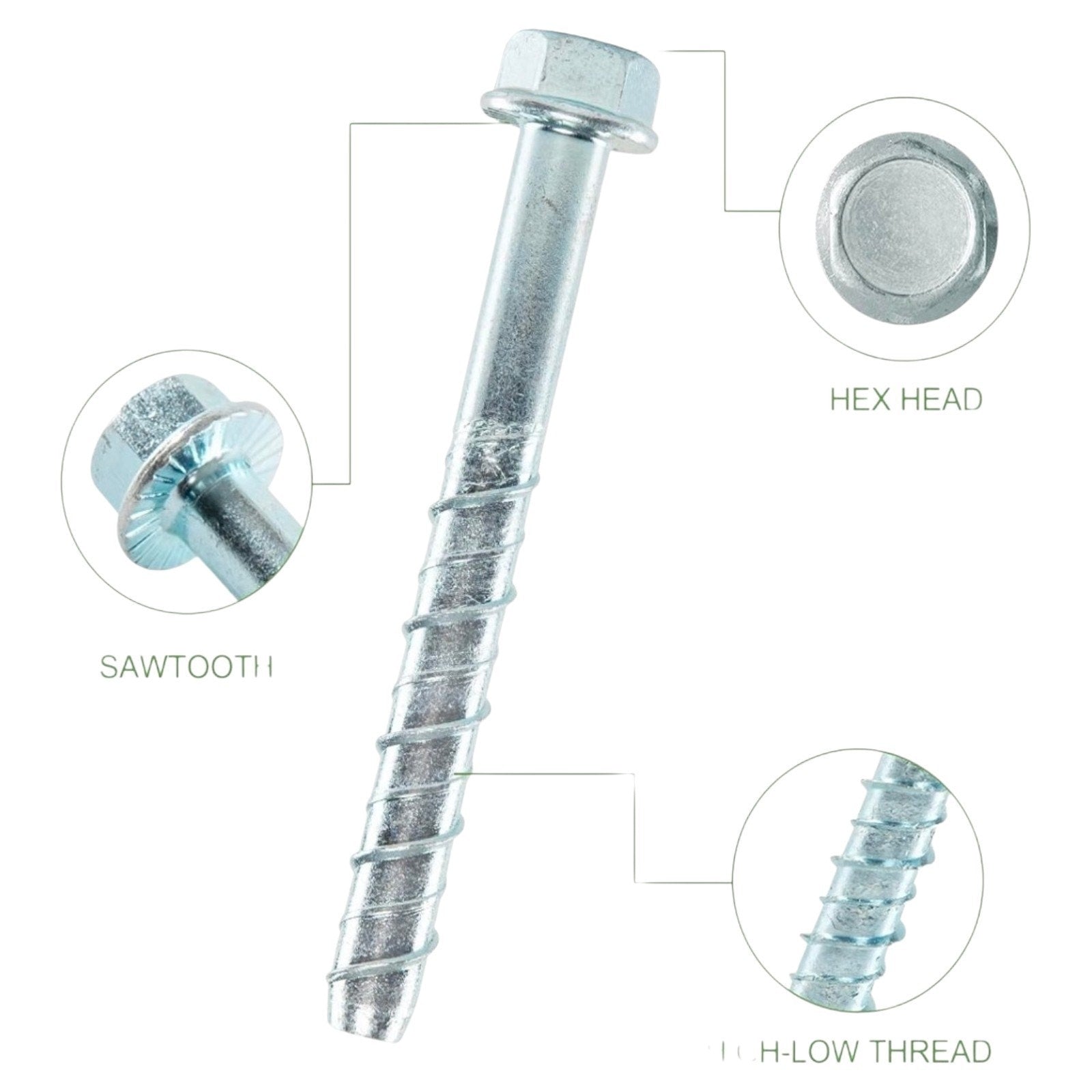 HROMIGRY 3/4" x 6" Concrete Screws Concrete Anchor Bolts, Zinc Plated - 9 Pieces