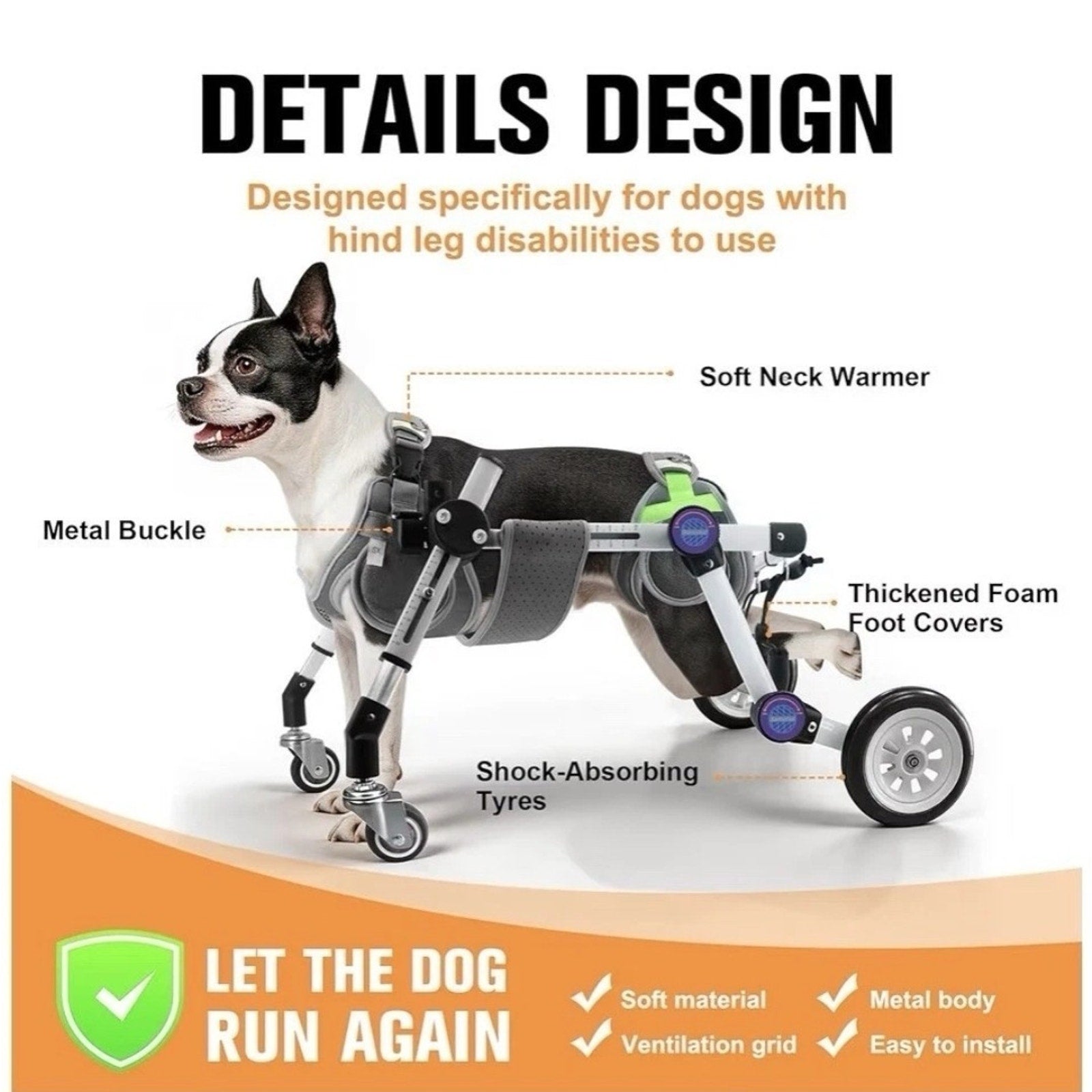 Adjustable 4-Wheel Dog Wheelchair Full Body Support Mobility Cart for Small Dogs