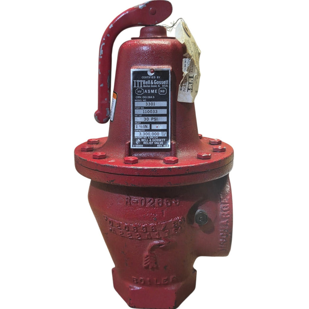 Bell & Gossett 3301 safety relief valve for boilers 1-1/2" inlet 2" *Untested*