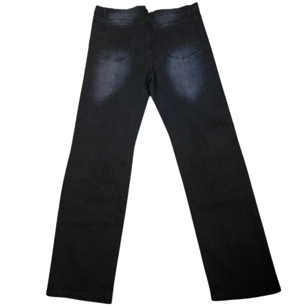 Jeans Mens 16Y Black Straight Distressed Smiley Emoji Patch Streetwear