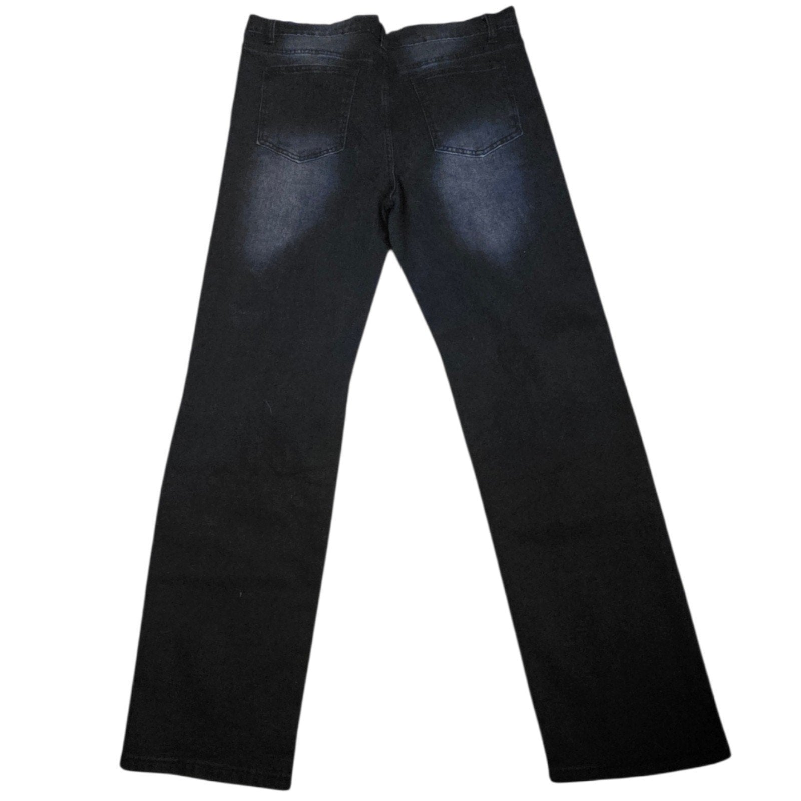 Jeans Mens 16Y Black Straight Distressed Smiley Emoji Patch Streetwear