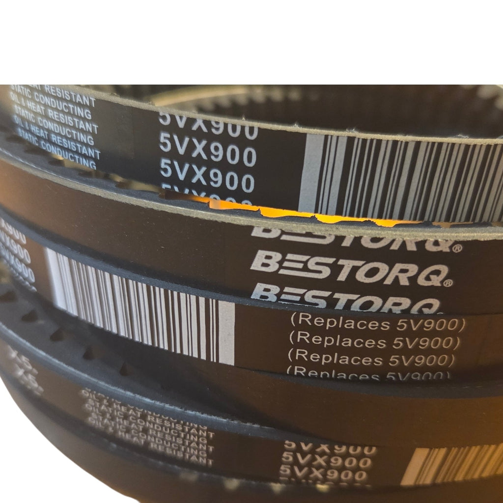 5VX900 Rubber V-Belt, Raw Edge/Cogged, Black, 90" L x 0.63" W x 0.53" (Qty 5)