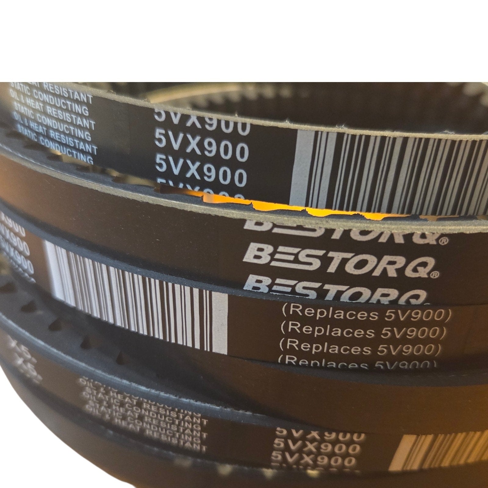 5VX900 Rubber V-Belt, Raw Edge/Cogged, Black, 90" L x 0.63" W x 0.53" (Qty 5)