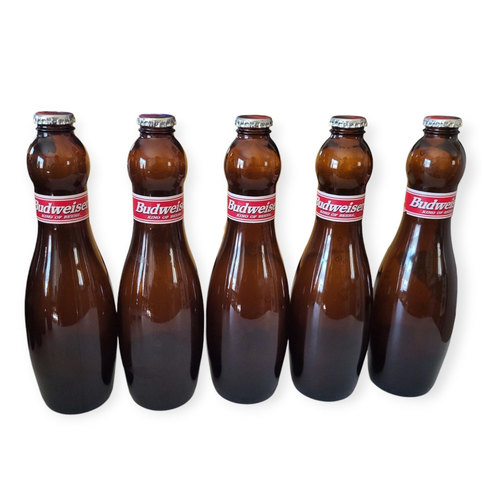 Vintage Complete Bowling Pin Set Budweiser & Bud Light Bottles - Born Aug 2007