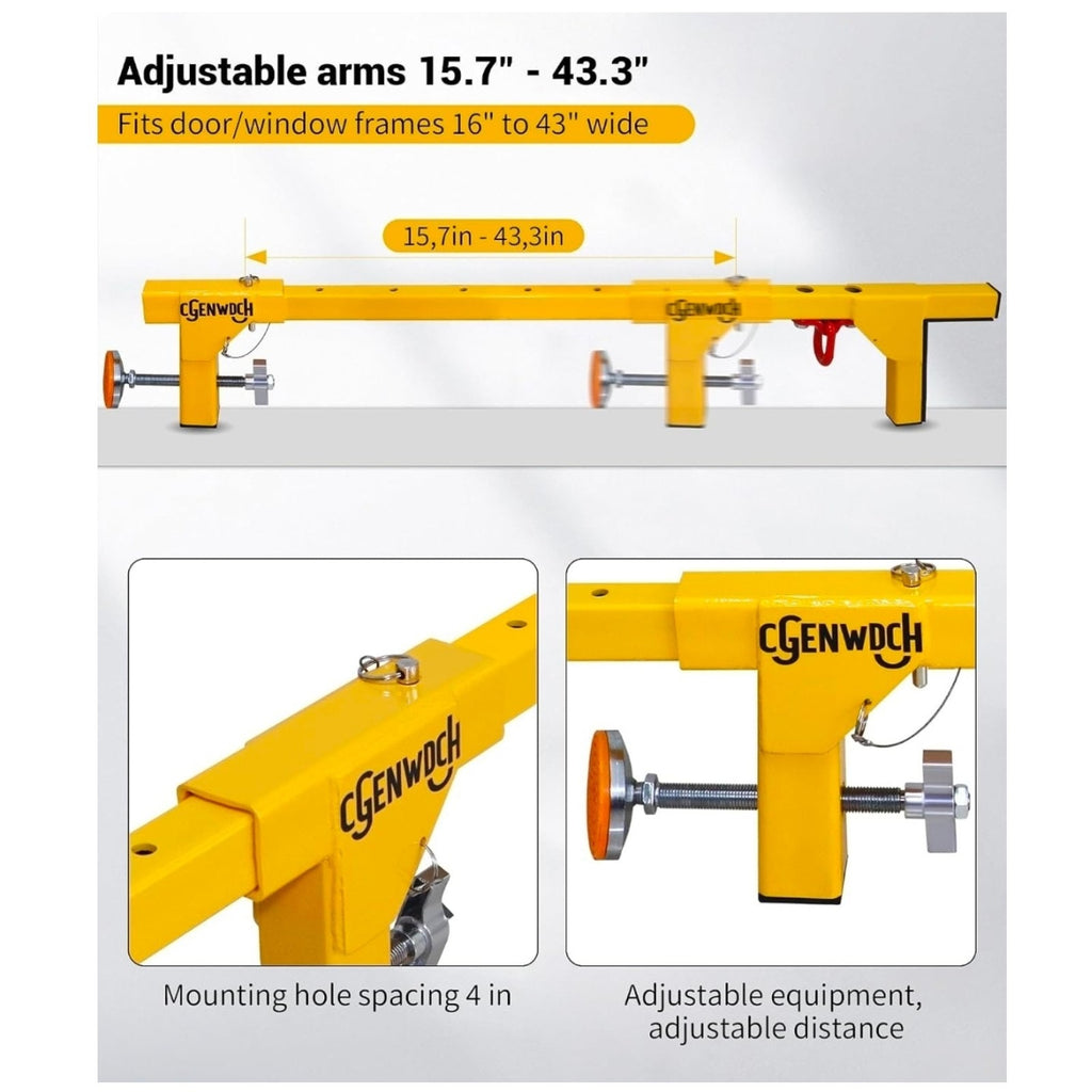 Window/Door Frame Non-Penetration Anchor, 16-43" Adjustable Arm Fall Protection