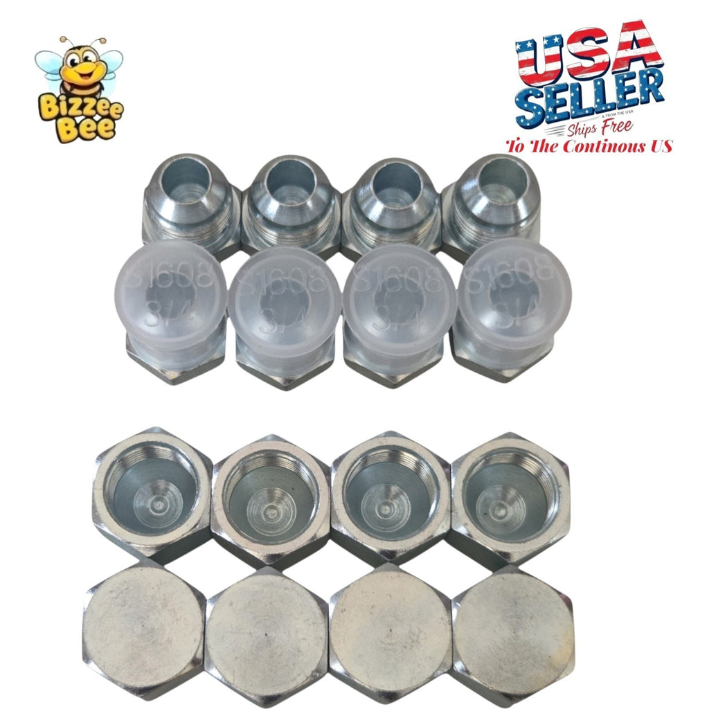 0304-C-08 and 2408-08 JIC Caps and Plugs, 3/4-16 Thread - 8 Piece Set