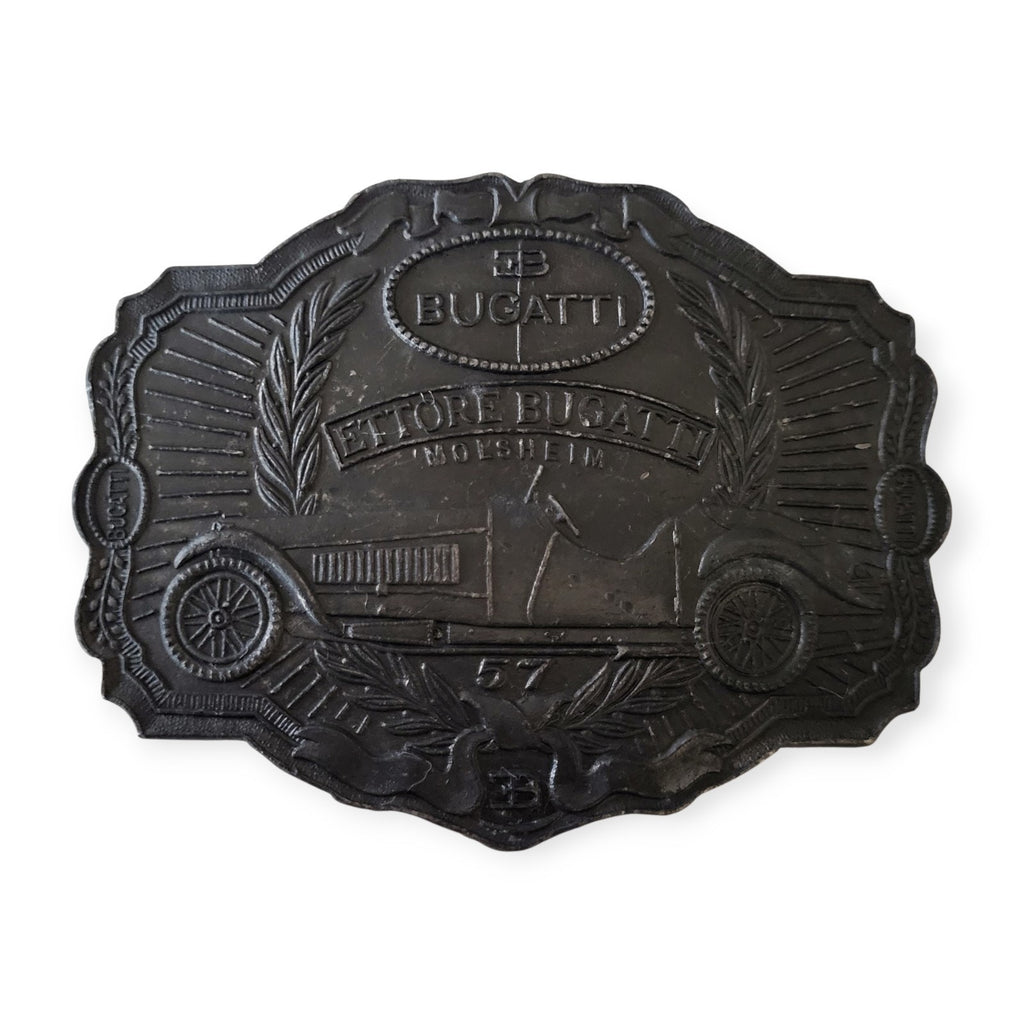 Vintage 57 Bugatti Sports Car Belt Buckle Promo 70's Lewis Buckles Chicago