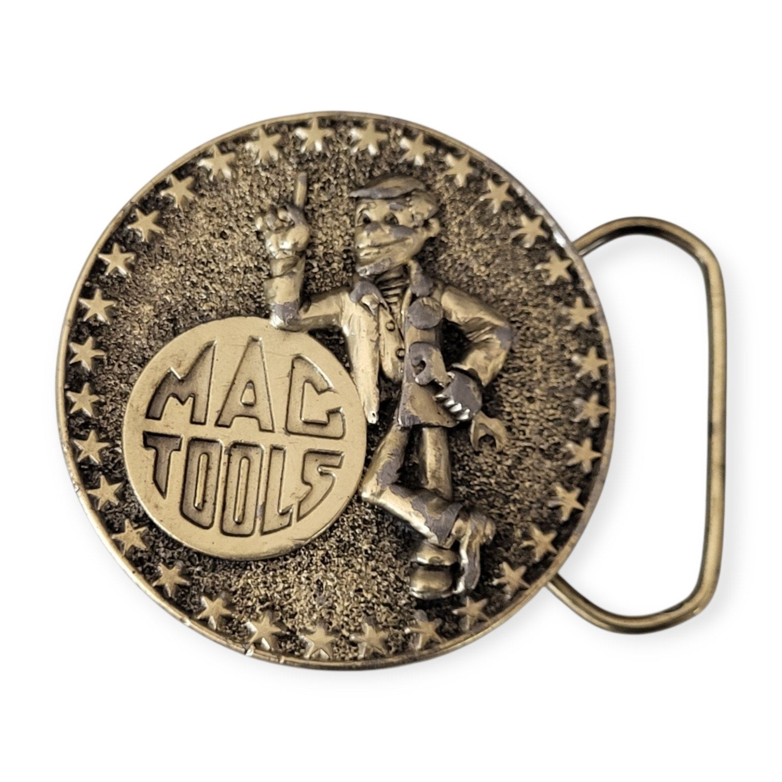 Rare Vintage Mac Tools Limited Edition Men’s Belt Buckle Solid Brass With Stars
