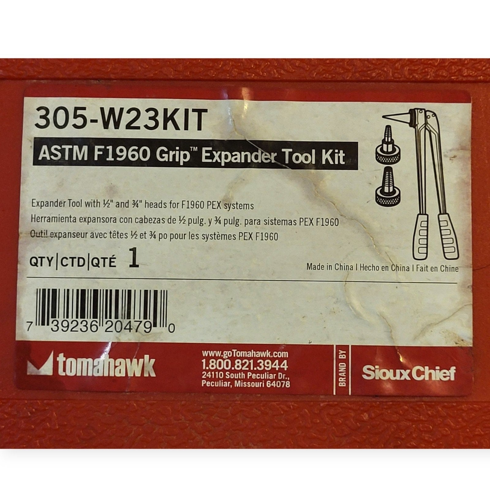 Tomahawk 305-W23KIT ASTM F1960 Grip Expander Tool Kit 1/2" 3/4"