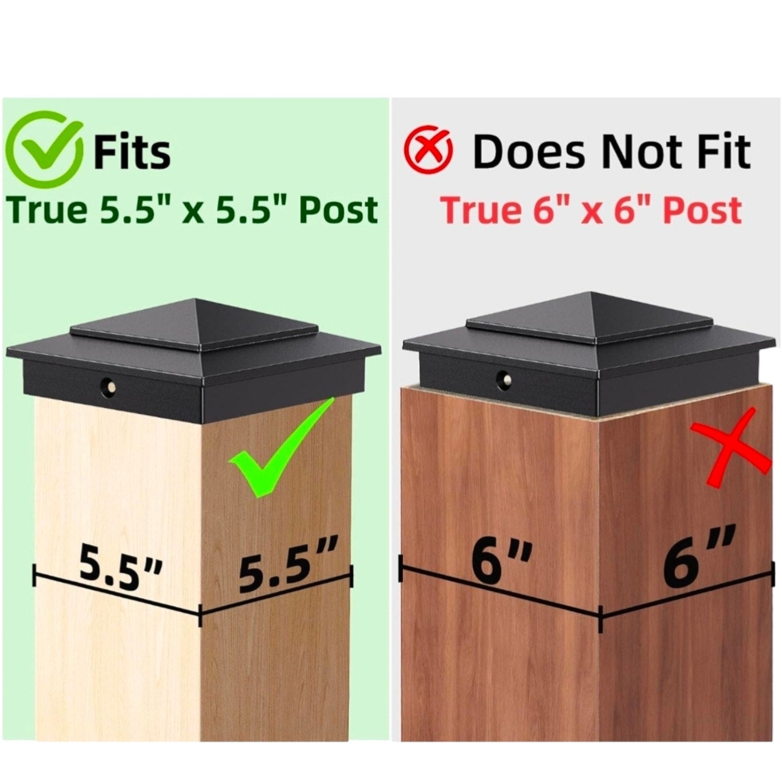 6x6 Aluminum Pyramid Post Cap Only for True 5.5" x 5.5" Wood Post Qty. 8