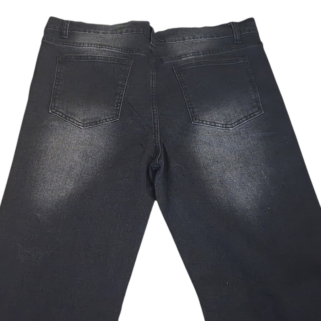 Jeans Mens 16Y Black Straight Distressed Smiley Emoji Patch Streetwear